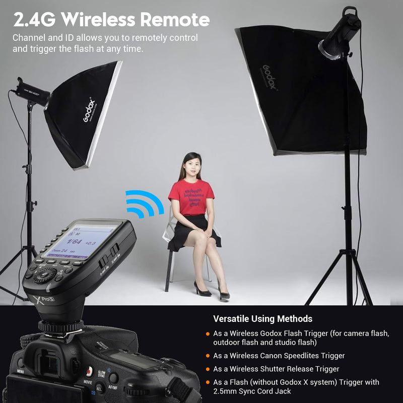 Godox XPro-S TTL Wireless Flash Trigger for Sony Camera, 2.4G Wirless Flash Transmitter HSS 1/8000s, TTL-Convert-Manual Function, 11 Customizable Functions, Big LCD Screen, 16 Groups and 32 Channels