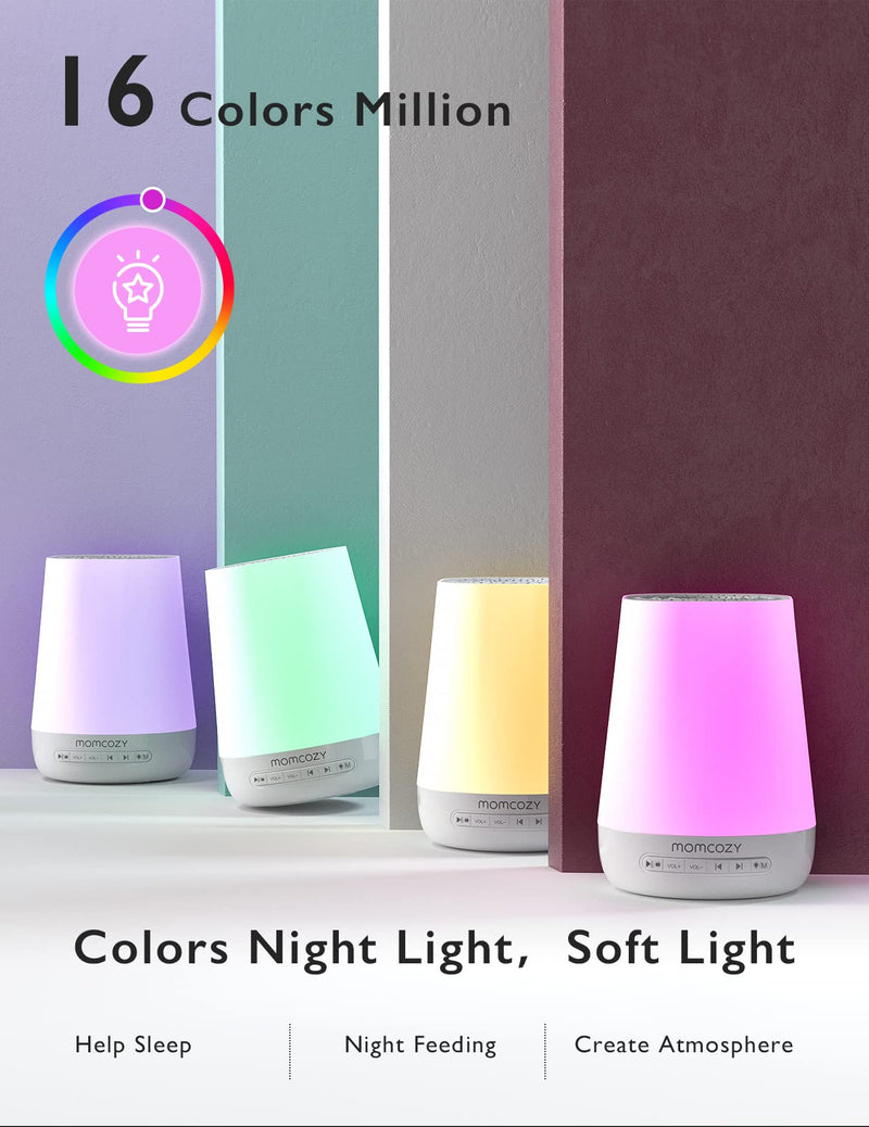 Baby Sound Machine, Momcozy White Noise Machine for Baby Sleeping with Night Light, Toddler Sleep Trainer 34 Soothing Sleep Sounds, Timer, App Remote Control, Personal Sleep Routine Alarm Clock(Blue) Blue