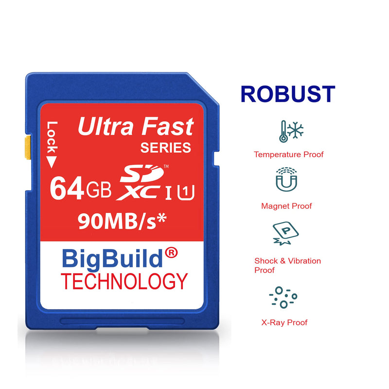 64GB Ultra Fast SDXC 90MB/s Memory Card Compatible with Sony Cyber-Shot DSC W800, W830, WX220B, WX350, WX500 Camera Blue / Size: 64GB