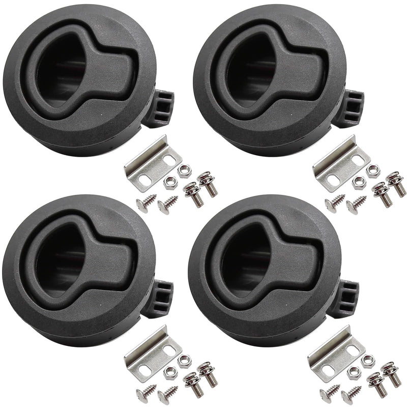 MDEOOSKY 4PCS Boat Latches, 2" Slam Latch Hatch Round Pull Marine, Boat Flush Pull Hatch, Latch Locking for Boat, Handle Round Deck Hatch, Black