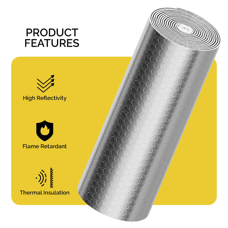 fowong Reflective Bubble Insulation Sheet, Double Side Window Insulation for Summer Heat, 48" x 10 Ft Aluminum Foil Bubble Shield, Sun Reflector for Window, RV, Garage Door, Roof 48" x 10 Ft X 3mm