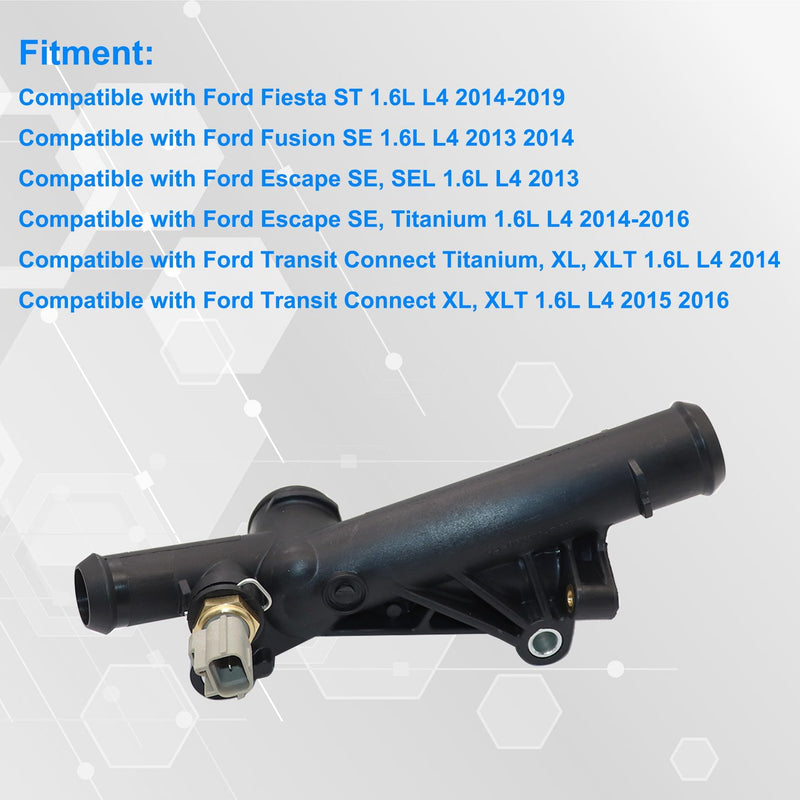 GXARTS Water Outlet Connect Adapter fit for Ford Escape SE SEL Titanium 2013-2016 Fusion SE 2013 2014 Fiesta 2014-2019 Transit Connect Titanium XL XLT 1.6L 2014-2016 BM5Z-8592-A BM5Z-8K556-B