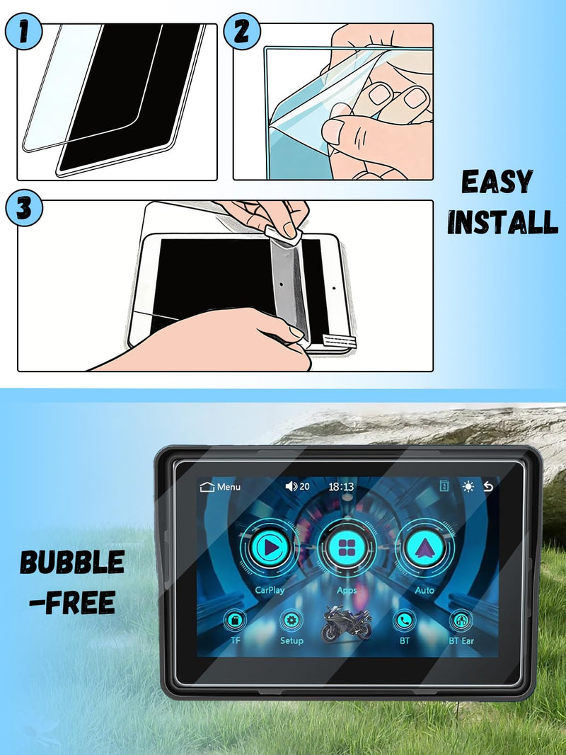 [2 Pack] for CAMECHO Motorcycle Carplay GPS Navigation System 5 Inch Screen Hydrogel Film Screen Protector. Self-Healing Anti-Scratch Bubble Free Easy Installation.