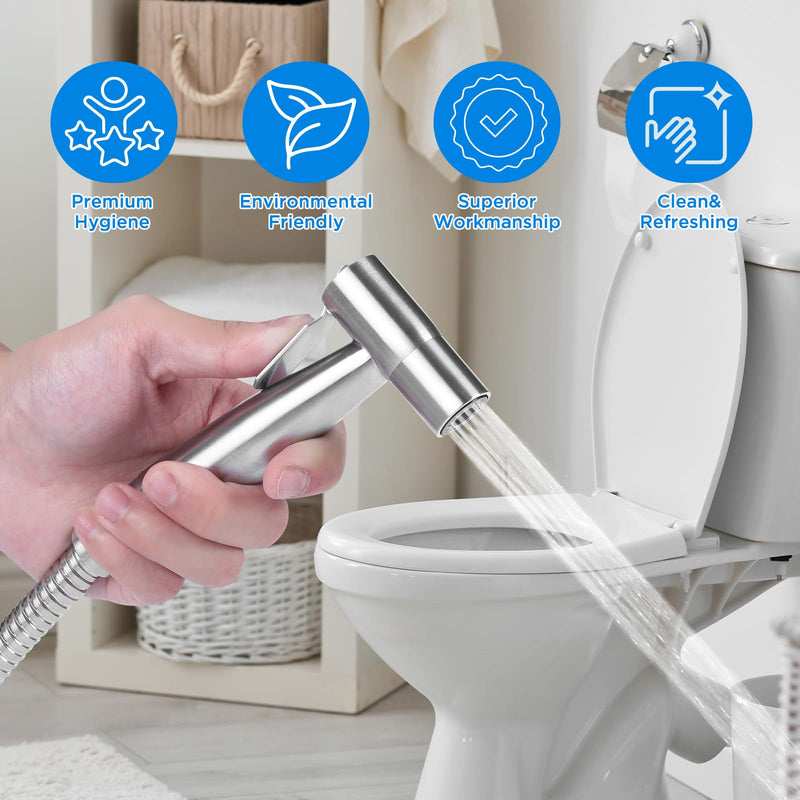 Handheld Bidet Sprayer for Toilet – Stainless Steel Adjustable Pressure Bidet Sprayer Kit with Brass T-Valve – Multipurpose Toilet Bidet Sprayer for Feminine Hygiene, Baby Cloth Diaper & Pet Wash