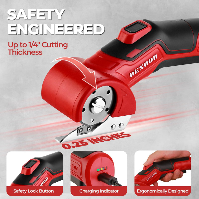 4V Cordless Electric Cardboard Cutter with Safety Lock for Home DIY | Ergonomic Carpet Cutter for Effortless Cutting of Cardboard, Fabric, Plastic, Leather and Package