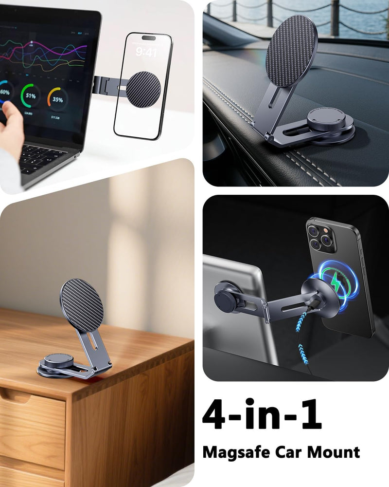 Tesla Model 3/Y/YL/X/S Phone Mount Charger, 15W Fast Charging Car Mount | [Strong Magnet & 100% Hidden & 360° Rotation]Tesla Phone Holder for Magsafe iPhone 17-12 Series, Tesla Model Y/3 Accessories