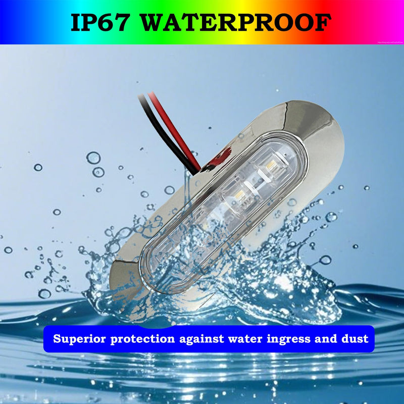 Marine Boat Interior Lights, 3.8’’ Waterproof RGBW Boat Deck Courtesy Light, 12V Stern Anchor Navigation Lamp for Pontoon Kayak (4Pcs) 3.8inch RGBW