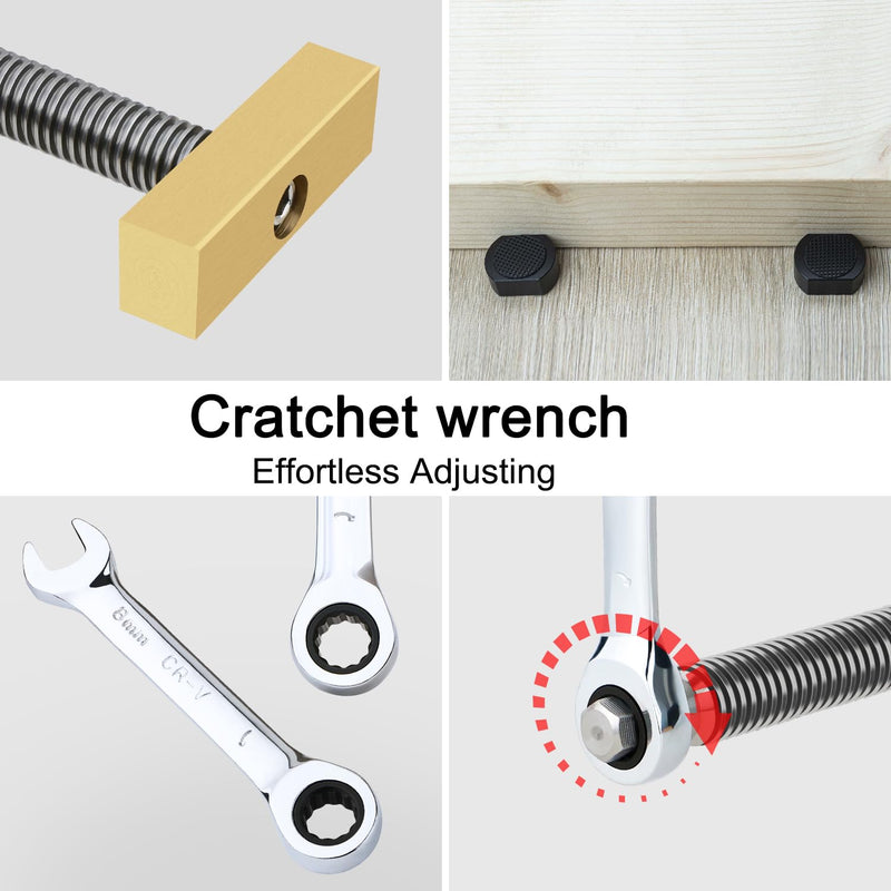 2 Pack Bench Dog Clamps, 3/4" Adjustable Dog Hole Clamp with 4 Pack Non-Slip Bench Dogs, Upgraded Quick-Shift Structure, MFT Table Compatibility