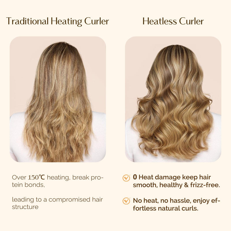 Yanibest Heatless Hair Curler, No Heat Hair Curlers to Sleep in, Super Soft Ribbon Wrap for Long Hair, Overnight Heatless Curling Set with Scrunchies and Clip, for All Hair types Pink