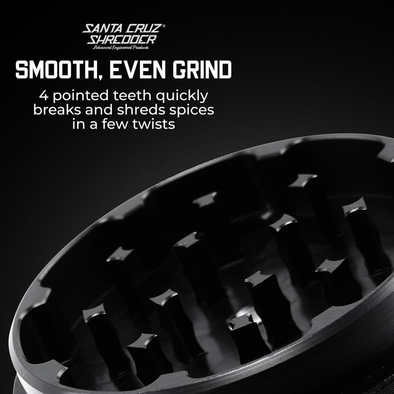 Santa Cruz Shredder Metal Herb Grinder Knurled Top for Stronger Grip 3-Piece Large 2.7" (Black) 2 3/4″ Diameter, Height : 1 3/4" Black