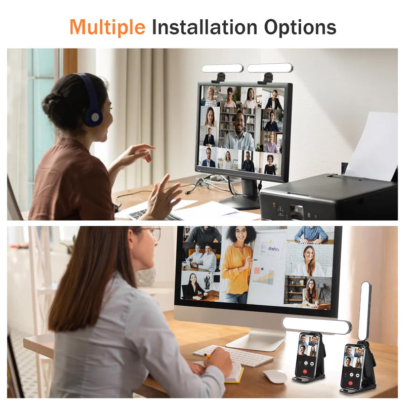 Video Conference Lighting Kit, Dual LED Lights for Live Streaming, Computer Lights are Used for Video Calls, Zoom, Games, Home Office Light, Laptop Ring Light, 3 Color Temperatures