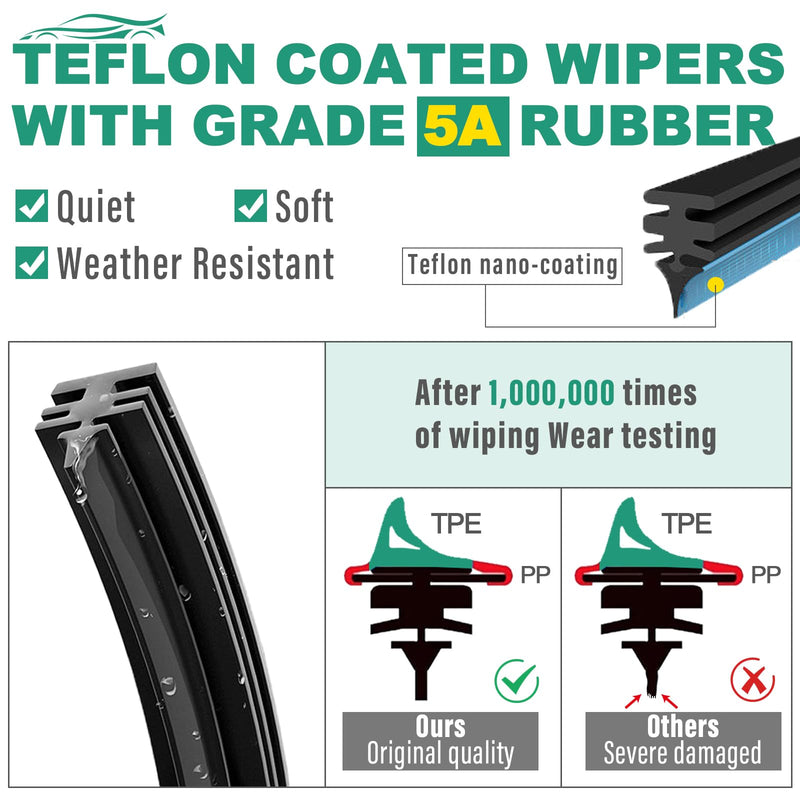 26" 19" Windshield Wiper Blades Replacement for Tesla Model Y 2020-2023 Model 3 2017-2023 Premium All Weather Wiper Blade -OEM Quality(2 of Set) 26"+19" A Top Lock