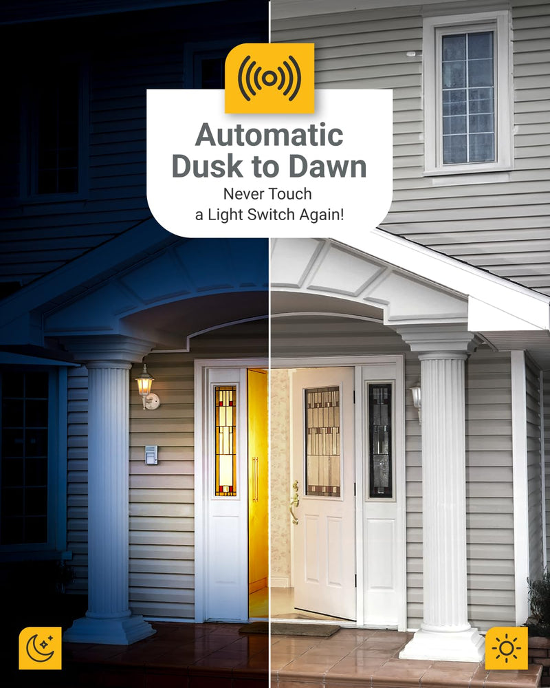 6 Pack Dusk to Dawn LED Outdoor Light Bulb B11, Edison Filament Candelabra Bulbs for Porch Lighting, 500 LM, 5W (40W Equivalent), 3000K Warm White, E12 Base, Photocell Sensor UL 6 Count (Pack of 1) White 3k