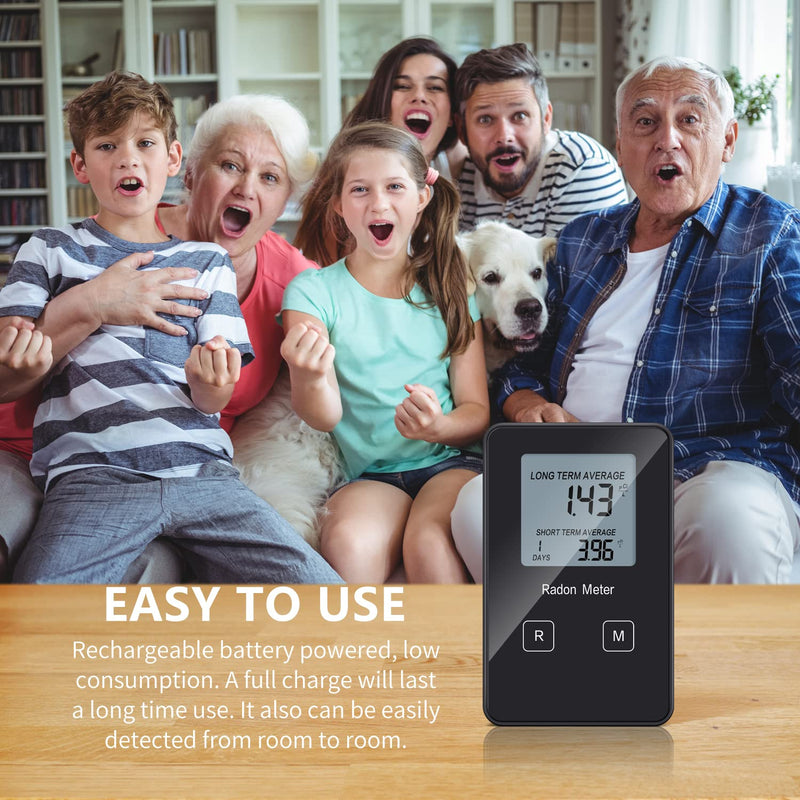 Home Radon Detector, Portable Radon Tester, Long and Short Term Monitor, Powered by Rechargeable Battery, Monitor Your Home Radon Level, Prevent Radon Exceed