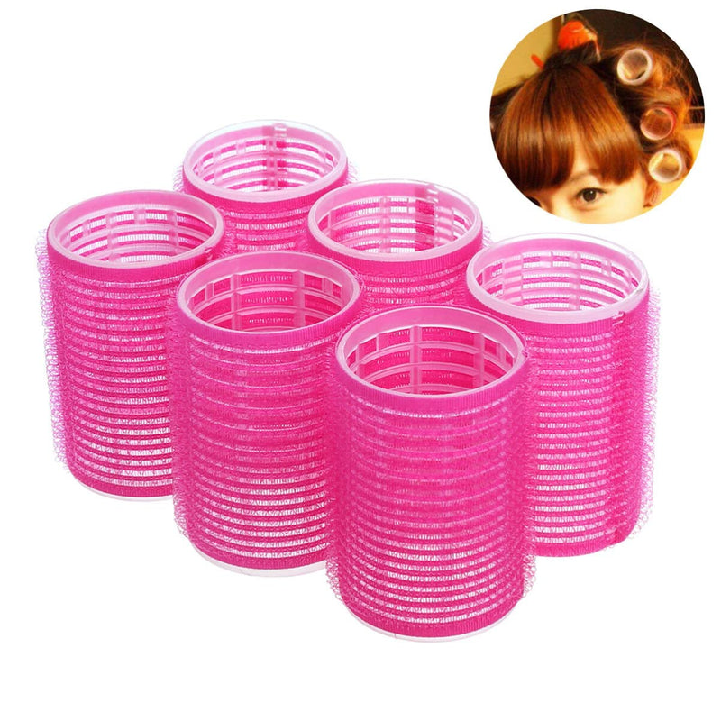 Uonlytech Self-Adhesive Hair Rollers Hair Curler Set for Diy Curls and Volume Curling Styling Tools for Home Use Reusable Plastic Hairdressing Rollers 6 Pack
