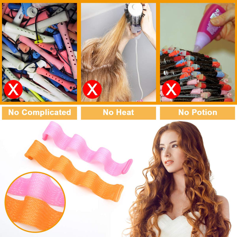 URAQT No Heat Hair Rollers, 24pcs Curlers Styling Kit with Hooks, Wave Curlers for Long & Short Hair, DIY Hairstyle Tools 30cm 30 cm