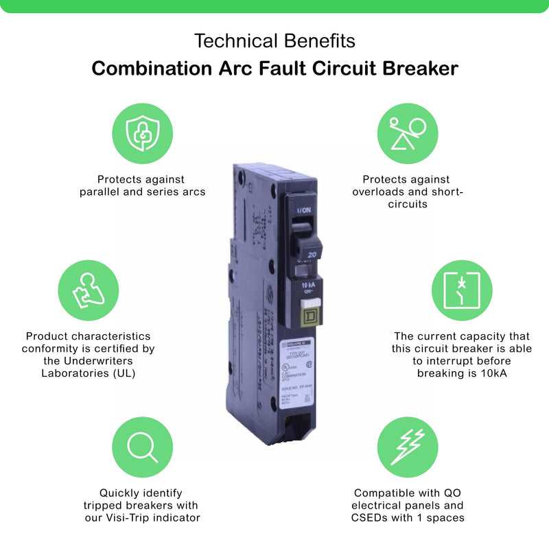 Square D by Schneider Electric Square D - QO120PCAFI 20-Amp Single-Pole Plug-On Neutral CAFCI Circuit Breaker