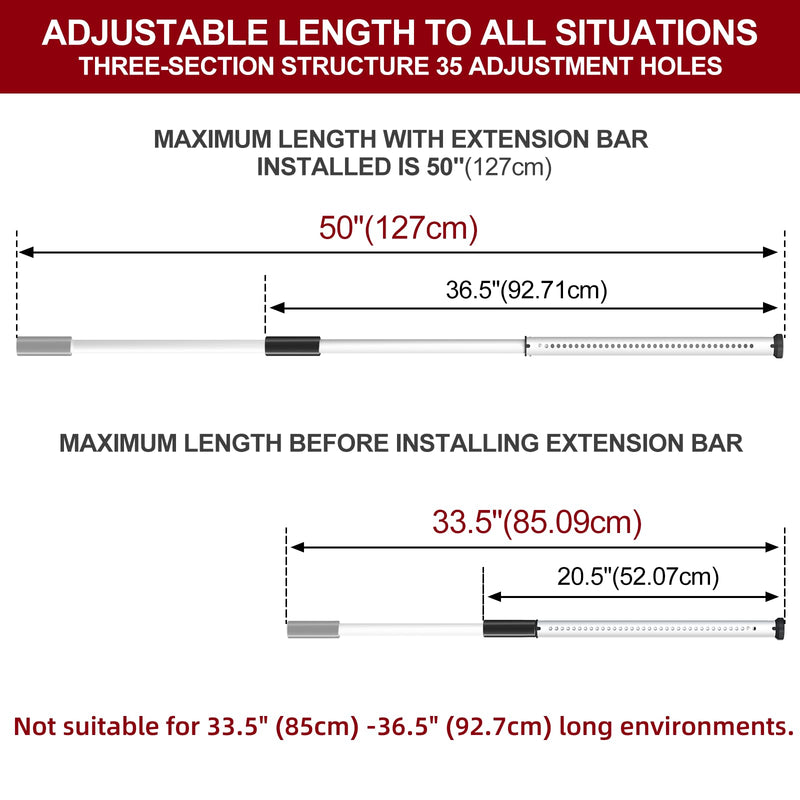 AceMining Sliding Door Security Bar,Heavy Duty Sliding Patio Door Lock Bar, 20-50inch Adjustable Multi-use Window Security Bars, Sliding Door Stopper,White,1Pack 1 Pack White