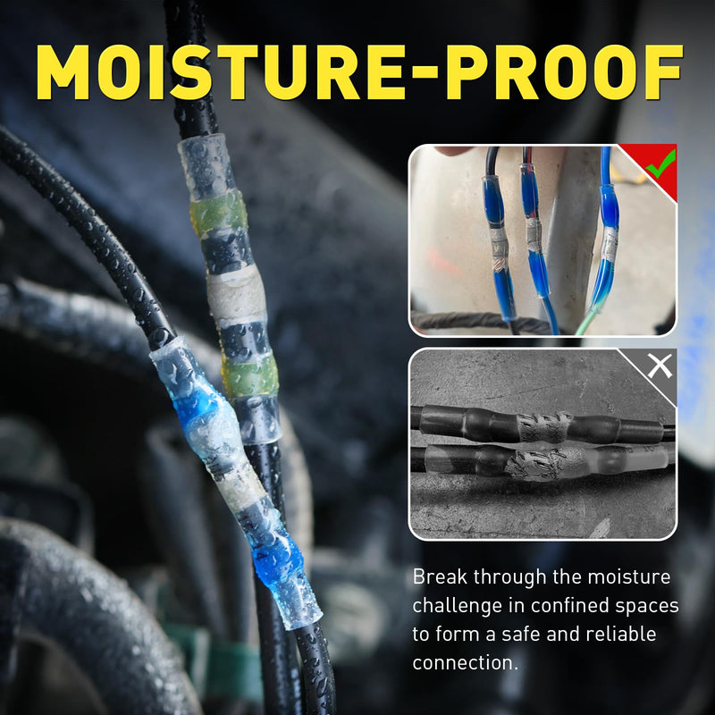haisstronica 400 PCS Solder Seal Wire Connectors with Mini Heat Gun Kit, Waterproof Heat Shrink Wire Connectors, 10-26 AWG Solder Stick Wire Connectors for Automotive, Marine & Wiring Repair 400PCS