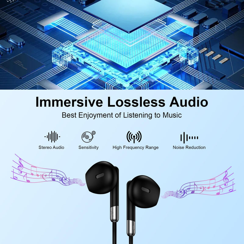 3.5mm Wired Headphones for Moto G Stylus 5G/G Power/G Play 2024 2025 2026 | G 5G 2026,G84,G17,G56, Computer Laptop Headphones 3.5mm Wired Earbuds Earphones for 3.5 MM Jack Ear Buds for Computer Laptop Black