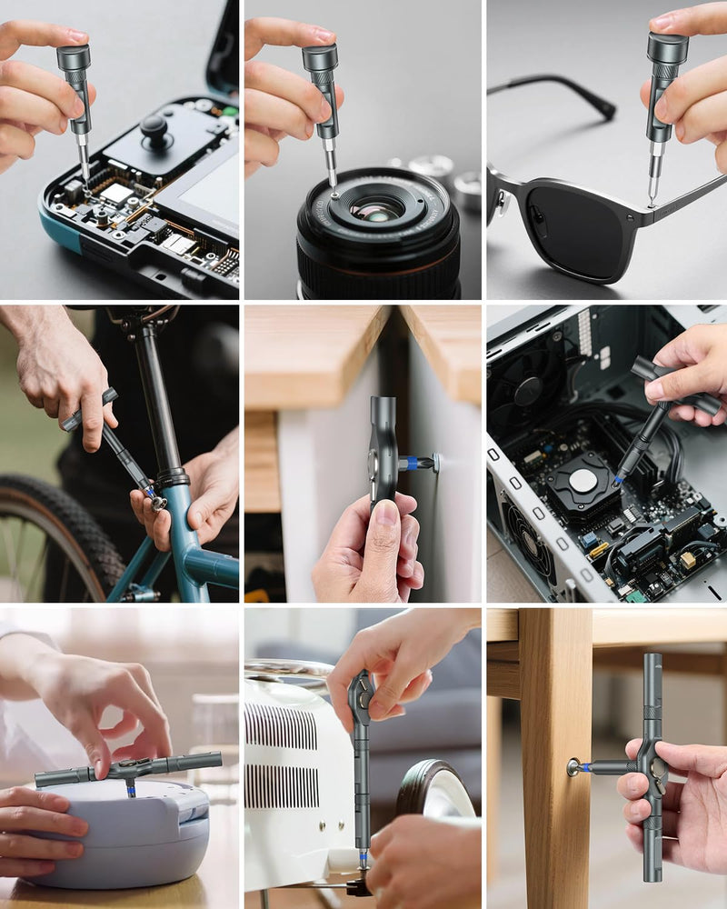 74 in 1 Magnetic Screwdriver Set, Multi Bit Ratchet Screwdriver Set with Detachable Handle, Repair Tool Kit for Furniture, Precision Electrical Appliance, Bicycle, Ring Doorbell, DIY, Watch 74 IN 1