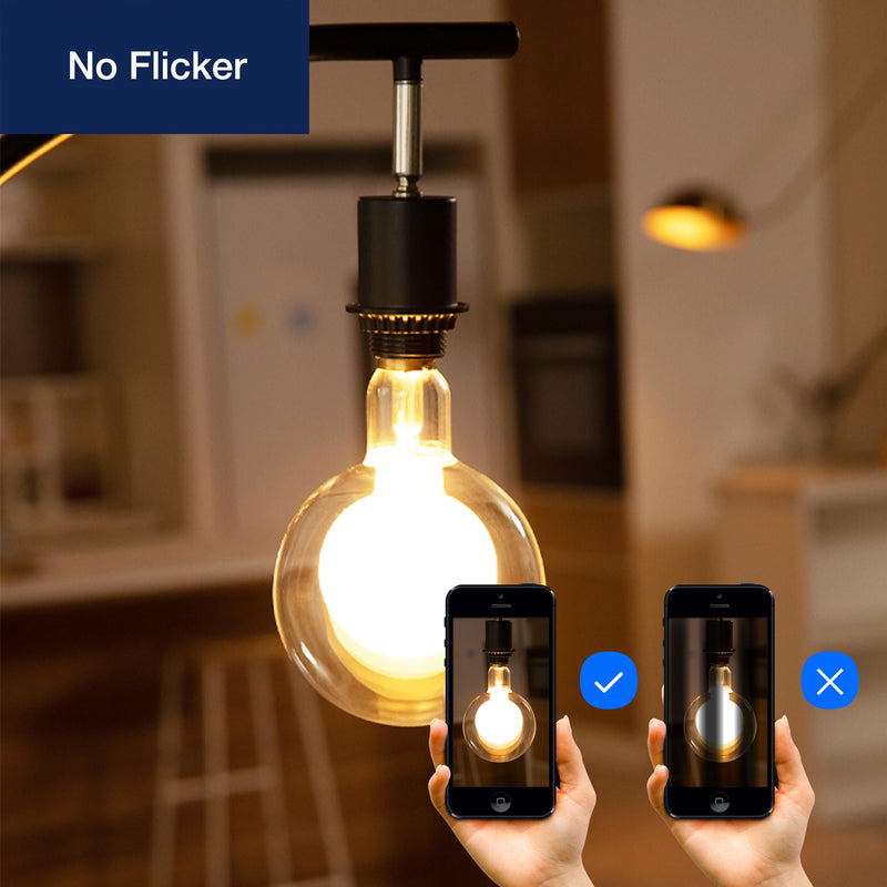 FLSNT 2 Pack G125(G40) Decorative Dimmable Globe LED Bulbs, 2700K Soft White, 7W(40W Equivalent), 400LM, E26 Medium Base, CRI90, Oversized Edison Bulb for Bathroom, Bedroom, Living Room
