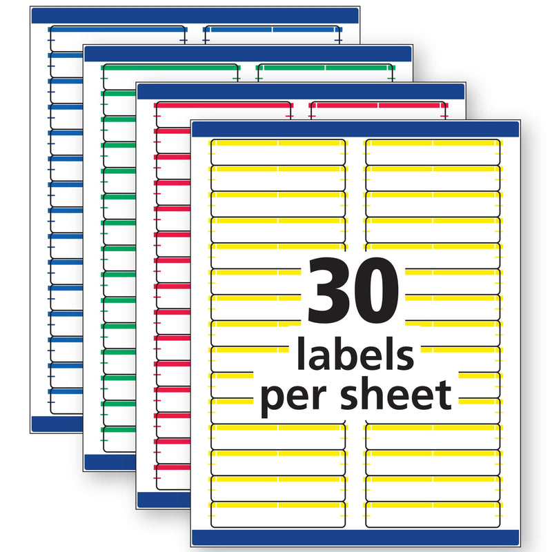 Avery File Folder Labels with Sure Feed, 2/3" x 3-7/16", 750 Printable Labels, Removable, Assorted (6466) One Size