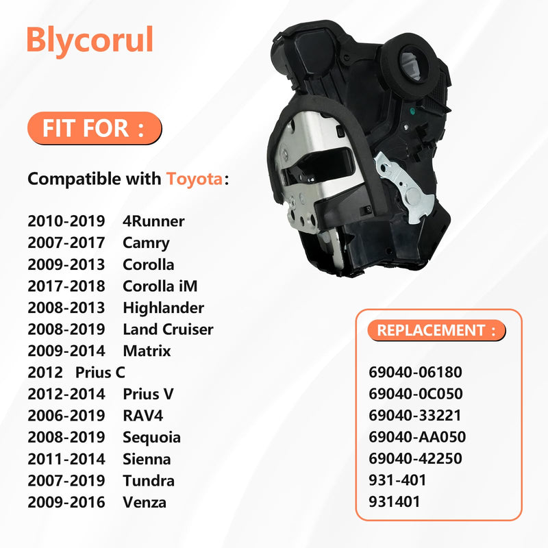 Door Lock Actuator Motor Compatible with Tundra, Camry, 4Runner, Rav4, Lexus RX350 RX450h, Scion tC xB xD | Replaces #69040-0C050, 69040-06180, 931-401 | Front Left Driver Side