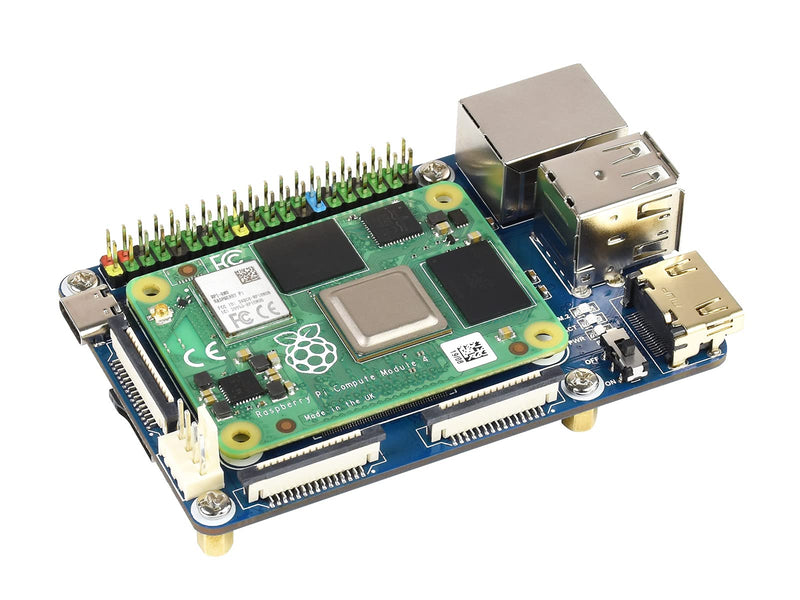 for Raspberry Pi Compute Module 4 IO Board,Mini Base Board (A) Lite Version with Standard CM4 Socket and Color-Coded Raspberry Pi 40PIN GPIO Header Onboard CSI/DSI/FAN/HDMI/USB/RJ45 Connectors CM4 IO BASE A