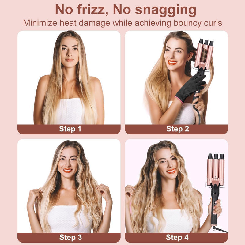 UNOBEY 5 in 1 Curling Wand Set, 3 Barrel Curling Iron Set Interchangeable | Ceramic Barrel Hair Curler Tools(9-32mm) for All Hair Types, Fast Heating, Include Glove, Long-Lasting Results