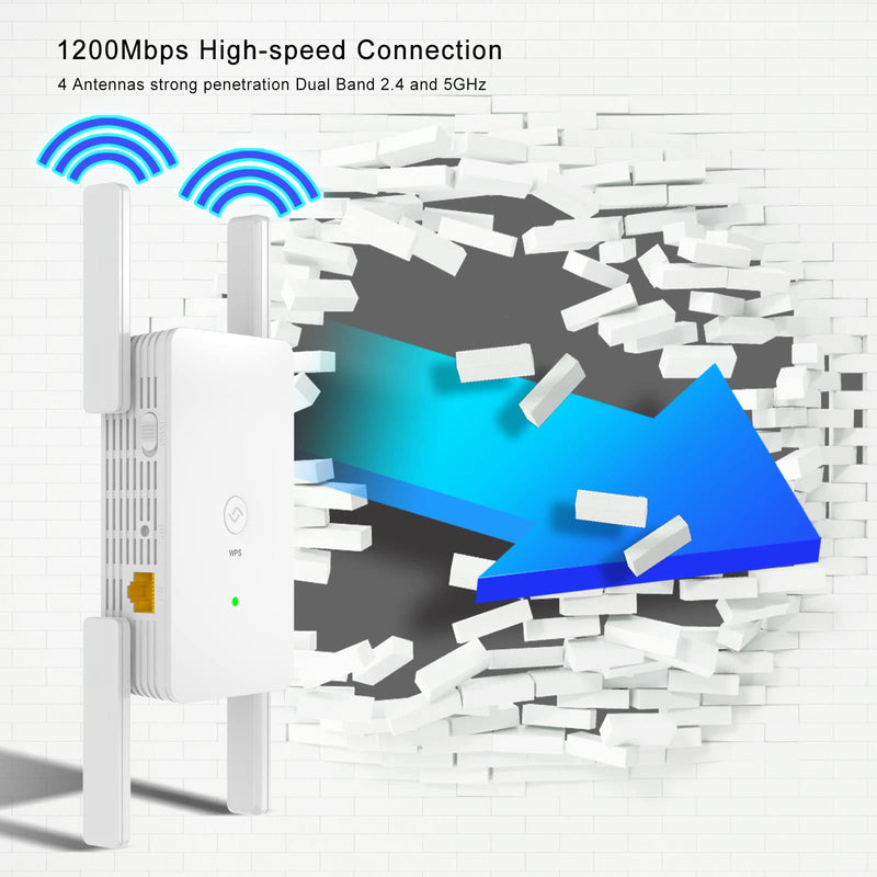 WiFi Extender WiFi Booster Repeater - 2022 release Covers up to 8500 sq.ft.50 Devices 1200Mbps Dual Band Internet Booster 5G 2.4G WiFi Extenders Signal Booster for Home, Internet Extender WiFi Booster