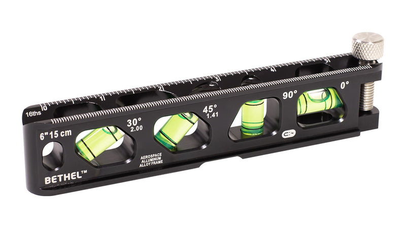 BETHEL Torpedo Level, Magnetic Conduit Level with 4 Vials, V-Groove and Magnet Track,Aluminum Alloy Construction, High Viz Black (9 inch) Black-9 Inch