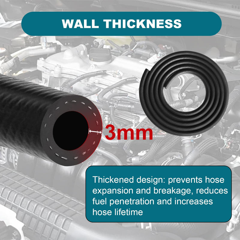 3/8 Inch (10mm) ID Fuel Line Hose, 10 FT 300PSI Push Lock NBR Rubber Hose for Automotive 3/8" ID 10FT