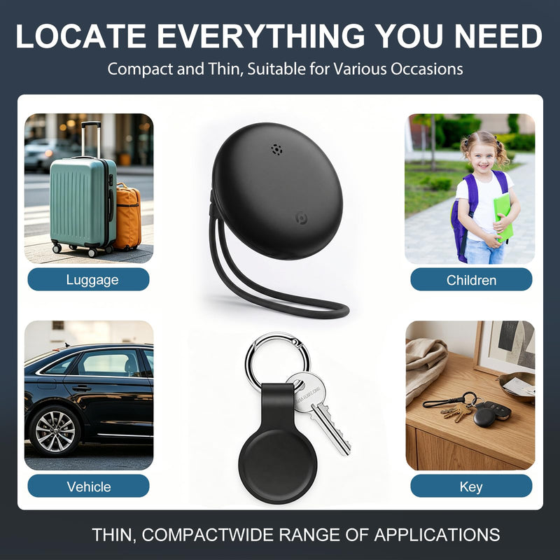Tracee GPS Tracker 2.0, 2 Pack Magnetic Hidden Locator, Advanced Bluetooth Anti-Lost Tracker with Protective Case and Lanyard, Universal Compatibility with iOS & Android Systems, Black