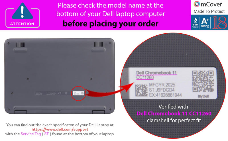 mCover Case Compatible Only for 2026+ 11.6" Dell Chromebook CC11260 Clamshell (180 ° Hinge) Educational Laptop (NOT Fitting Any Other Dell Models) - Aqua