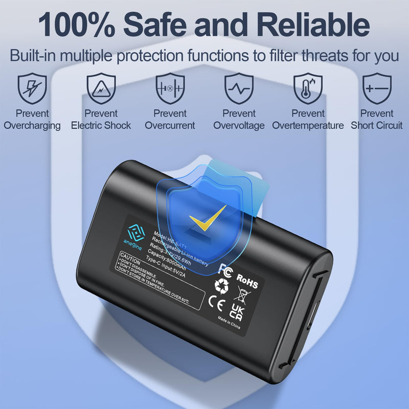 Extra Outdoor Camera Battery Pack 8000mAh with USB-C Charging Cable for SimpliSafe Wireless Outdoor Security Cameras (2-Pack) Pack of 2