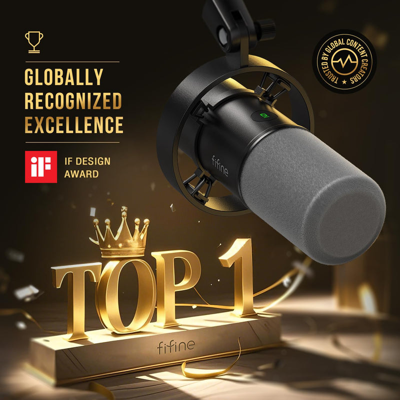 FIFINE Dynamic Microphone, XLR/USB Podcast Recording PC Microphone for Vocal Voice-Over Streaming, Studio Metal Mic with Mute, Headphone Jack, Monitoring Volume Control, Windscreen-Amplitank K688 Black
