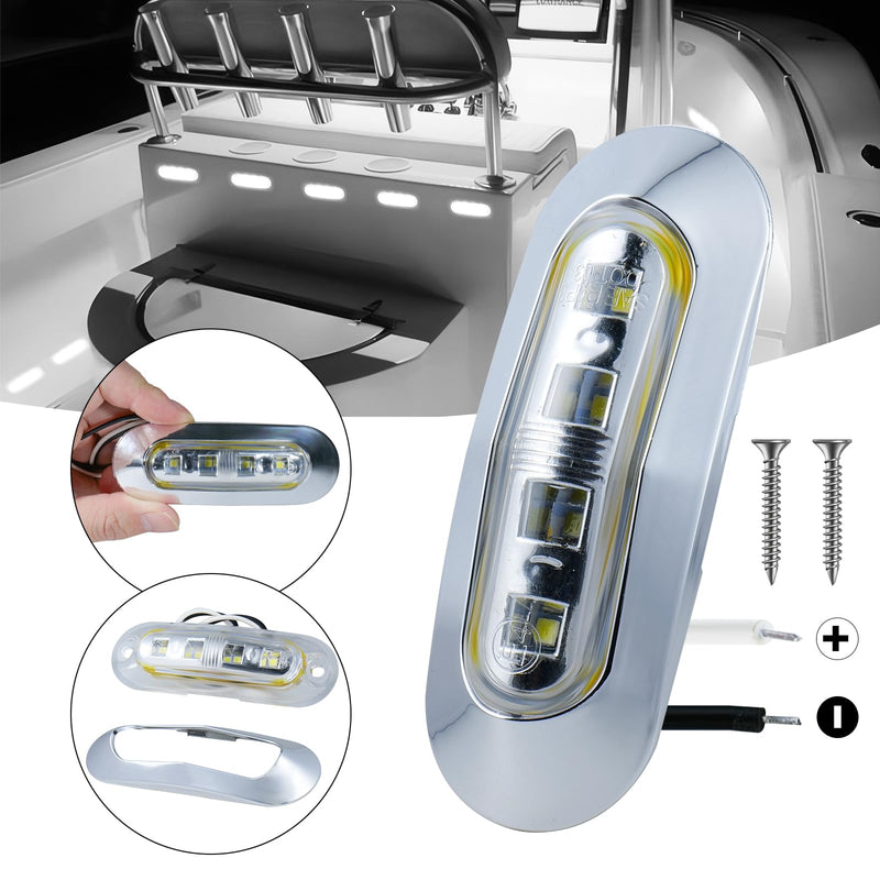 20Pack 3.7 Inch 4 LED Marine Boat Interior Lights, DC12-24V Waterproof Courtesy Lamp Deck Transom Stern Cabin Navigation Lighting for Fishing Pontoon Yacht Kayak Sailboat - White