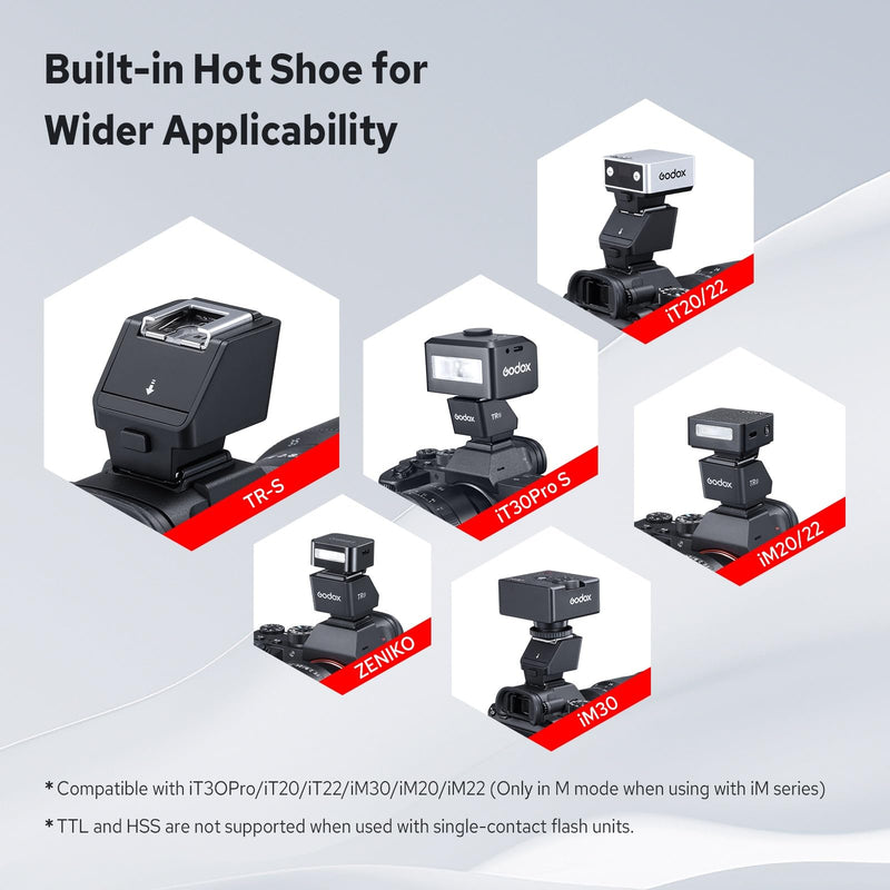 Godox TR-S TTL Hot Shoe Riser for Sony, with 6 Adjustment Levels (0-90°) TTL Function HotShoe Extender Mount Adapter for Godox TTL Mini Flash iT20 iT30Pro