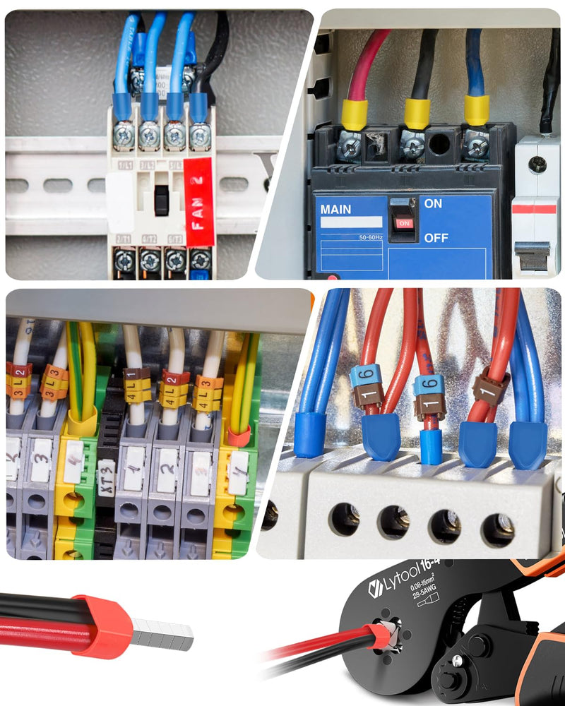 Ferrule Crimping Tool Kit, Lytool Wire Crimper Pliers (AWG 28-5/0.08-16mm²), Wire Ferrule Kit with Square Ratchet Crimper and 1200PCS Ferrule Connectors Wire Ferrules Terminals Kit Square Wire Crimping Pliers + 1200 Wire Ferrules
