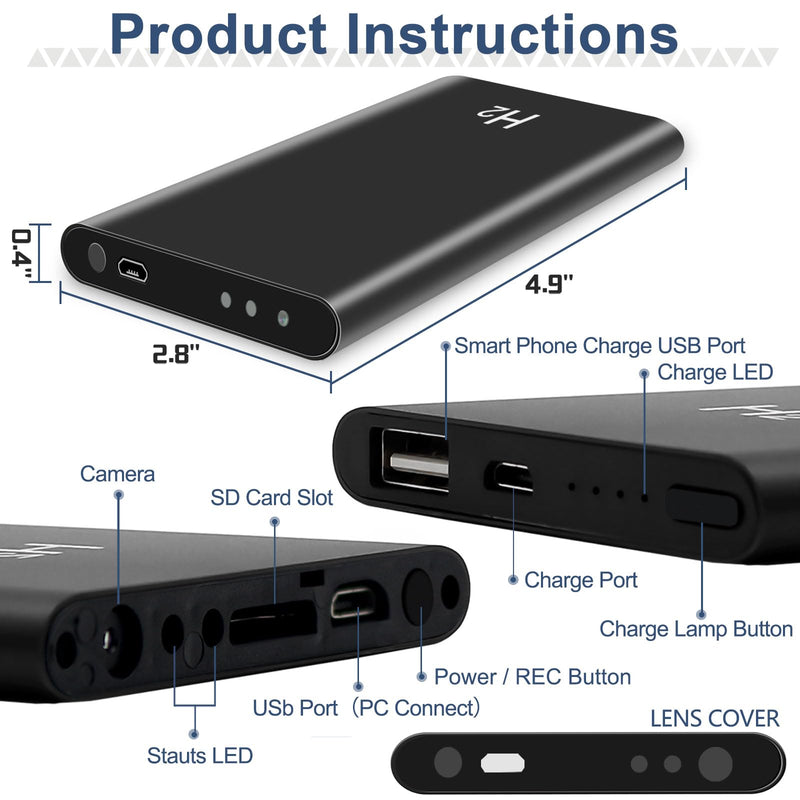 WOTCHA Power Bank Camera 1080P HD Hidden Cam with Night Vision No WiFi Mini Surveillance Portable Camera for Outdoor Home Travel No Audio
