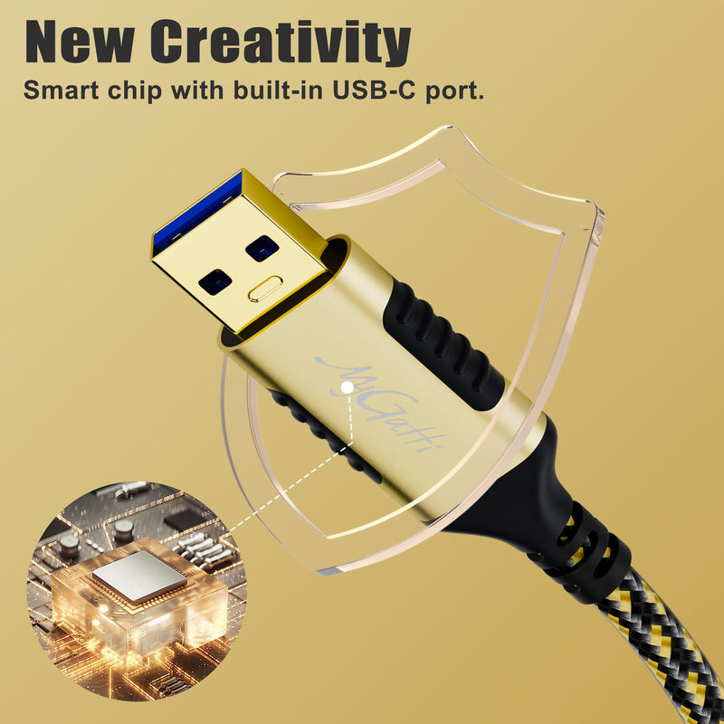 USB to Ethernet Cable 10 FT, USB-A 3.0 to RJ45 Cable, FTP, 1Gbps High-Speed-Shielded LAN Network Cable, Directly Connected, Compatible with Laptop, PC, MacBook, Switch, Windows, macOS, Linux RJ45 to USB-A Cable 10FT
