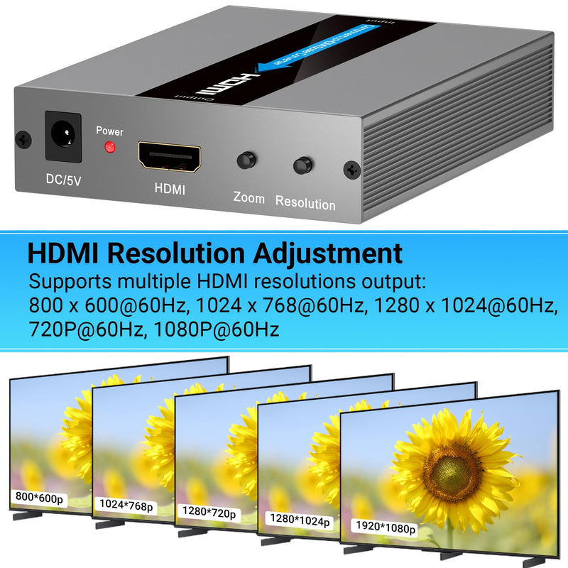 Component to HDMI Converter with Scaling Function, Support Resolution and Frame Rate Conversion, YPbPr to HDMI Converter for Component Devices to Display on HDTVs(Not Compatible with 240P Input)
