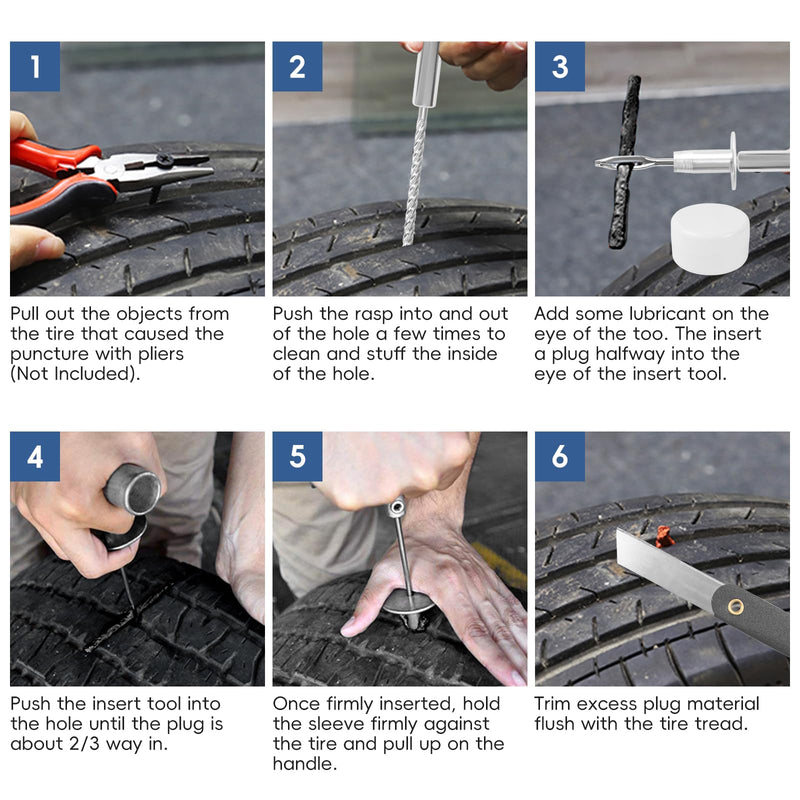 PINKJOY Tire Plug Kit with Plugs 36 Pcs for Car, Motorcycle, ATV, Jeep, Truck, Tractor Flat Tire Puncture Repair Tools