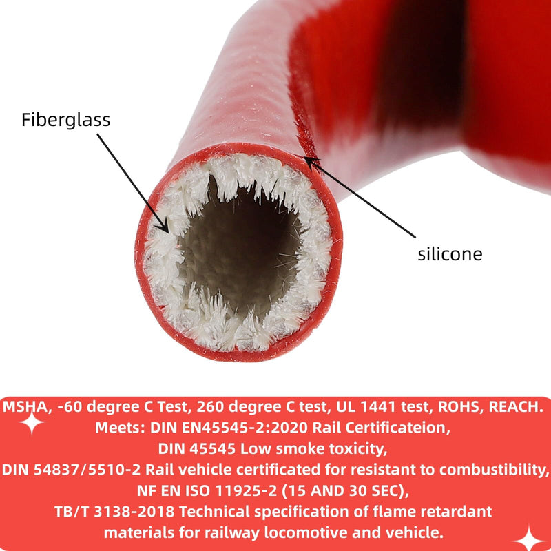 Heat Shield Fire Sleeve 1.25"(32mm) ID x 5FT Silicone Coated Fiberglass Heat Wrap Fire Thermo Armor for Automotive Hose Lines Wires & Electrical Wiring Red 1.25'' ID, 5 feet