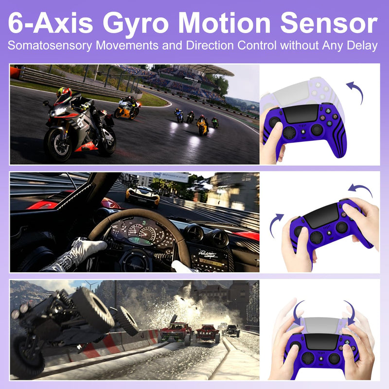 ADHJIE PS4 Controller,Wireless Controller for PS4/PS4 Pro/PS4 Slim | with 3.5mm Headphone Jack,1000mAh Built-in Battery, Turbo, Dual Vibration, Purple