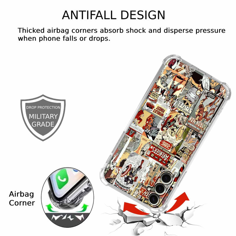 Case for Samsung Galaxy S26+ with Superhero Design,Cartoon Comic Pop Culture Art Collage,Clear Soft TPU Bumper Phone Cover,6.7"(Hero,S26Plus) Hero