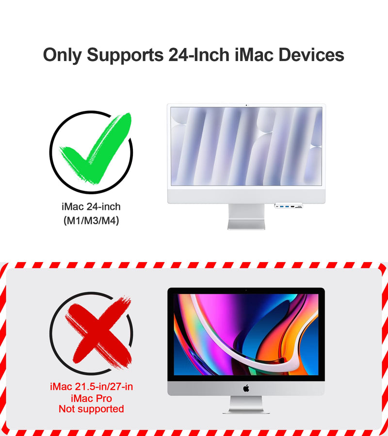 7-in-1 USB C Hub for iMac M1/M3/M4 - USB 3.0 5Gbps, SD/TF Card Reader, Docking Station for iMac 24 inch (M1/M3/M4) iMac 24-inch(M1/M3) 7-IN-1
