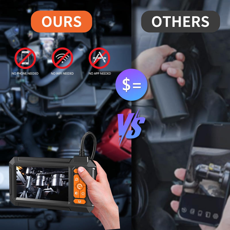 Daxiongmao Borescope Camera, 1080P HD IP67 Waterproof Endoscope with LED Light, 4.3" IPS Screen Flexible Snake Camera for Automotive Engine, Pipe, Wall & Vent InspectionI 4.3" P410 Borescope