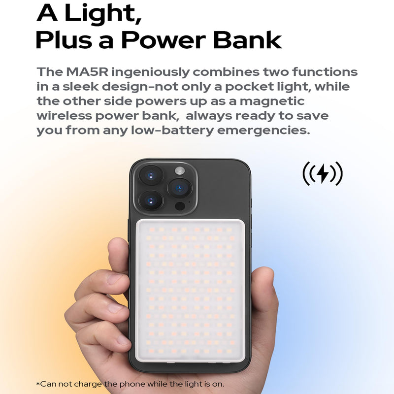 GODOX MA5R RGB LED Phone Light,Magnetic Charging Full-Color Mini On Camera Video Lights,Selfie Lighting for Photography/TikTok/Vlog/Video Red